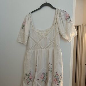 Floral Embroidered White Dress LSF